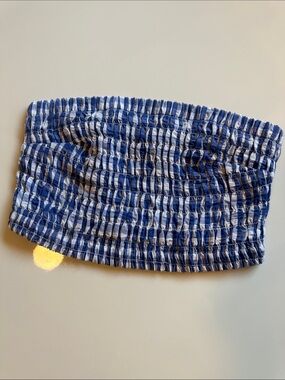 NWT Universal Thread Blue and White Smocked Strapless Top